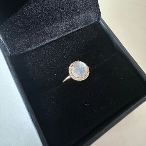 10K gold diamond moonstone ring
